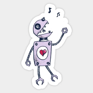 Happy Singing Cartoon Robot Sticker